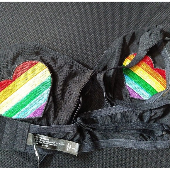 Rainbow Heart Mesh Bralette Hot Topic - Picture 7 of 7